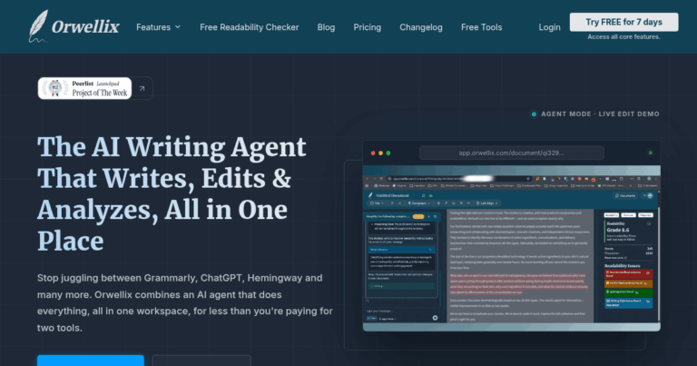 Orwellix Review 2026: The AI Writing Agent That Writes, Edits and Analyzes